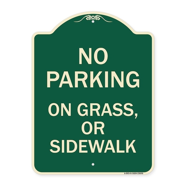 No Parking on Grass or Sidewalk Parking Heavy-Gauge Aluminum Sign, 24" x 18", G-1824-23698